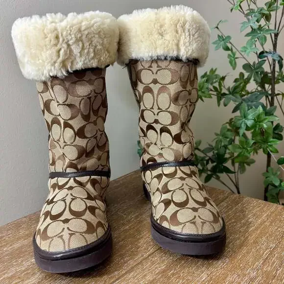 Coach Nikole Signature Shearling Boots A7266 - Picture 7 of 9